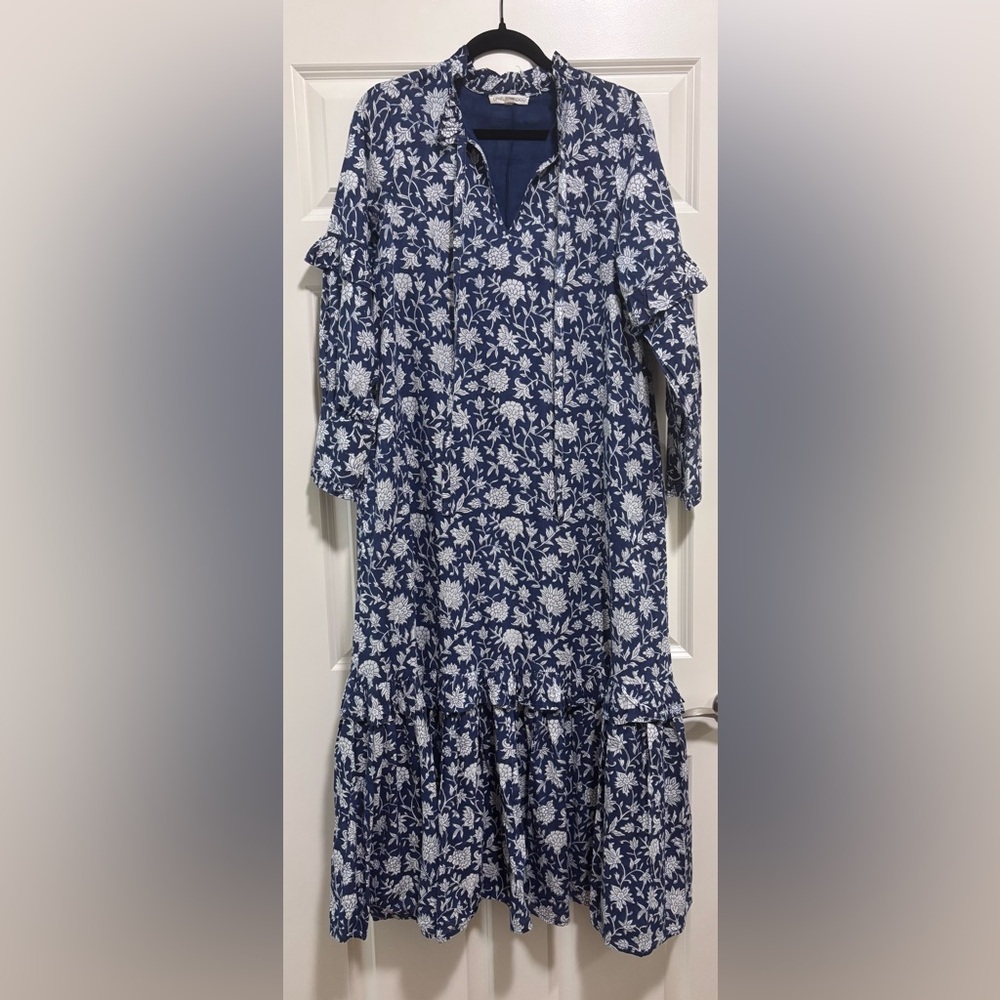 Ophelia & Indigo Blue Dahlia‎ Maxi Dress